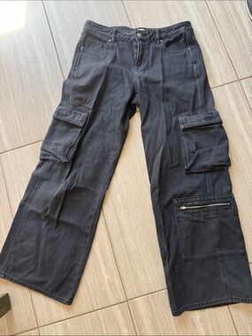 PacSun Women's Black Wide Leg Cargo Pants